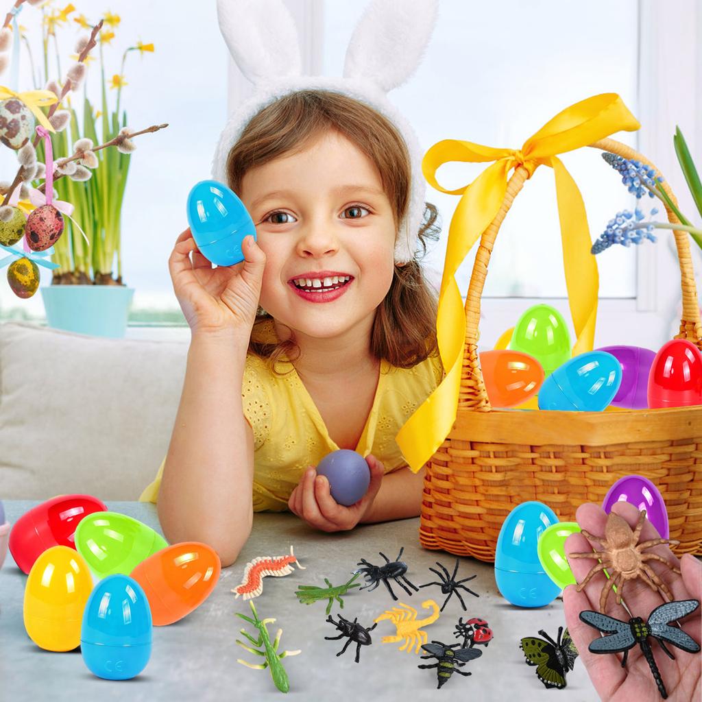 12 Types Of Surprise Egg Insect Prank Capsule Toys, Children's DIY Easter Egg Toys