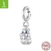 S925 Sterling Silver Cute Hamster Pendant Opening And Closing Button Head, Cute Pet Animal Diy Beaded Accessories