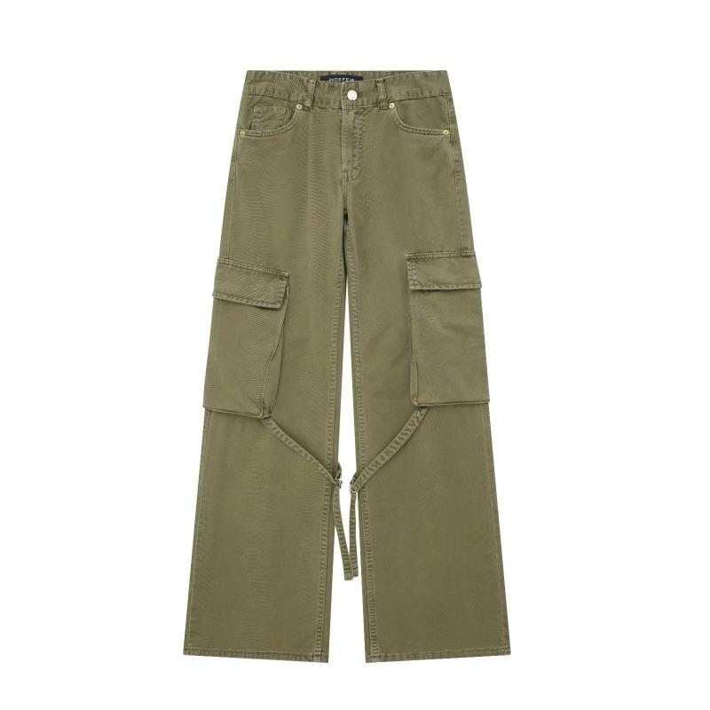 Spring Autumn Women's Pant Summer High Waisted Workwear Casual Pants Button Embellished Slightly Flared Jeans
