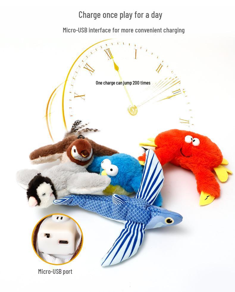 Bite-Resistant Electric Plush Sparrow Toy for Cats and Dogs