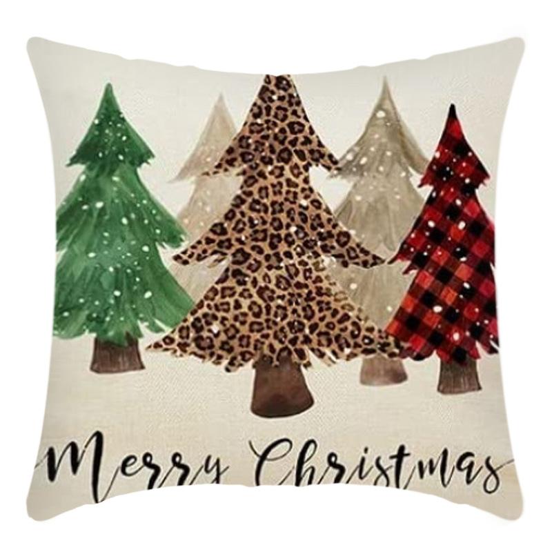 New Christmas Pillowcase Linen Digital Printed Short Plush Christmas Pillowcase Cushion Cover