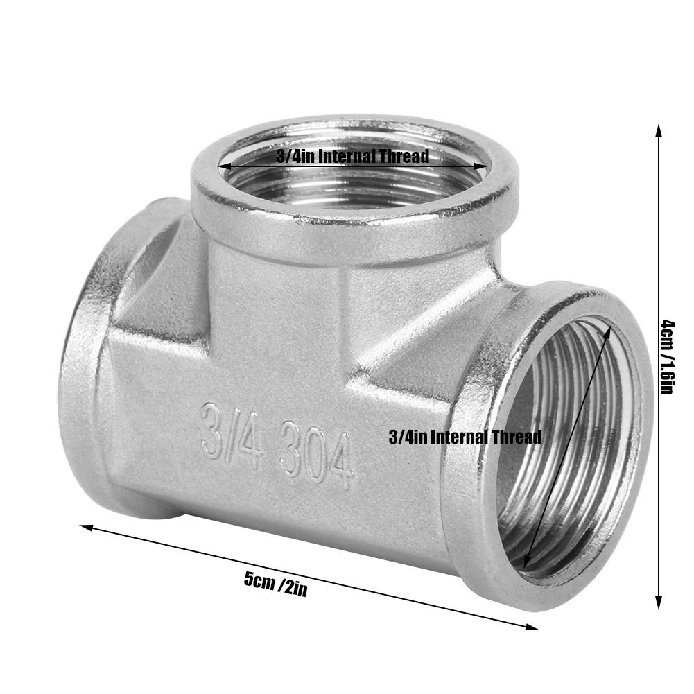 304 Stainless Steel Tee Threaded Pipe Connector for Industrial Pipe Shelf Household Tool