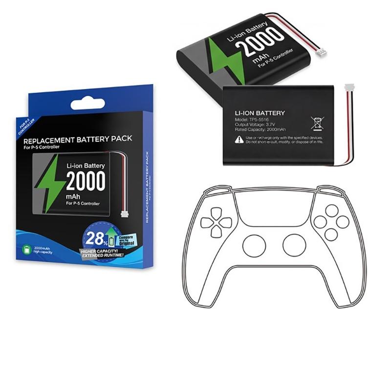 2000mAh Replacement Battery With Screwdriver Easy Replacement for Game Console Controller Accessories
