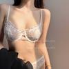French Pink Lace Heart Bra Set: Sexy, Thin, Bust-Enhancing Design for Young Women