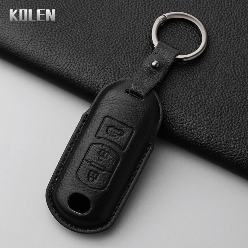 Leather Car Key Case Cover Shell For Mazda 2 3 6 Atenza Axela Demio Cx-5 Cx5 Cx-3 Cx3 Cx7 Cx-7 Cx-9 Cx9 Mx5 2 3 Buttons Keychain