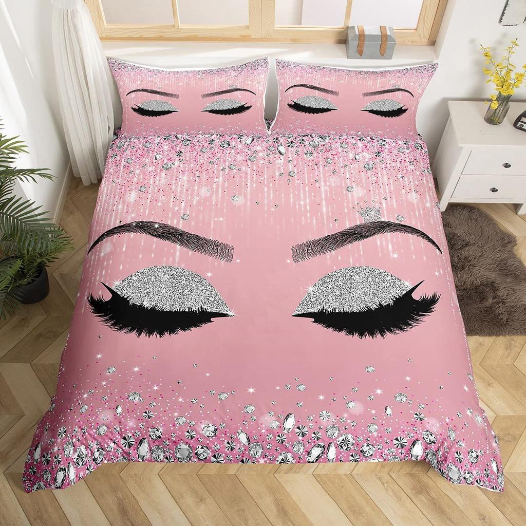 Eyelash Pattern Digital Printing Duvet Cover Set Bedding