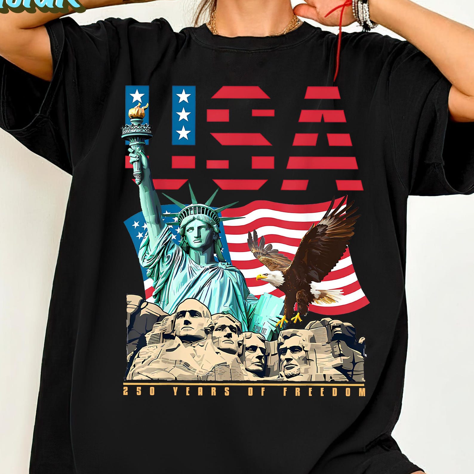 250 Years Of Freedom Shirt, USA Independence Day T shirt, Semiquincentennial 1776 2026, American Flag Patriots Gifts 2XL