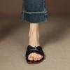 Krazing Pot Cow Skin Mules Summer Size 42 Low Heels Luxury Shoes Metal Decoration Women Superstar Women Peep Toe Slip on Sandals