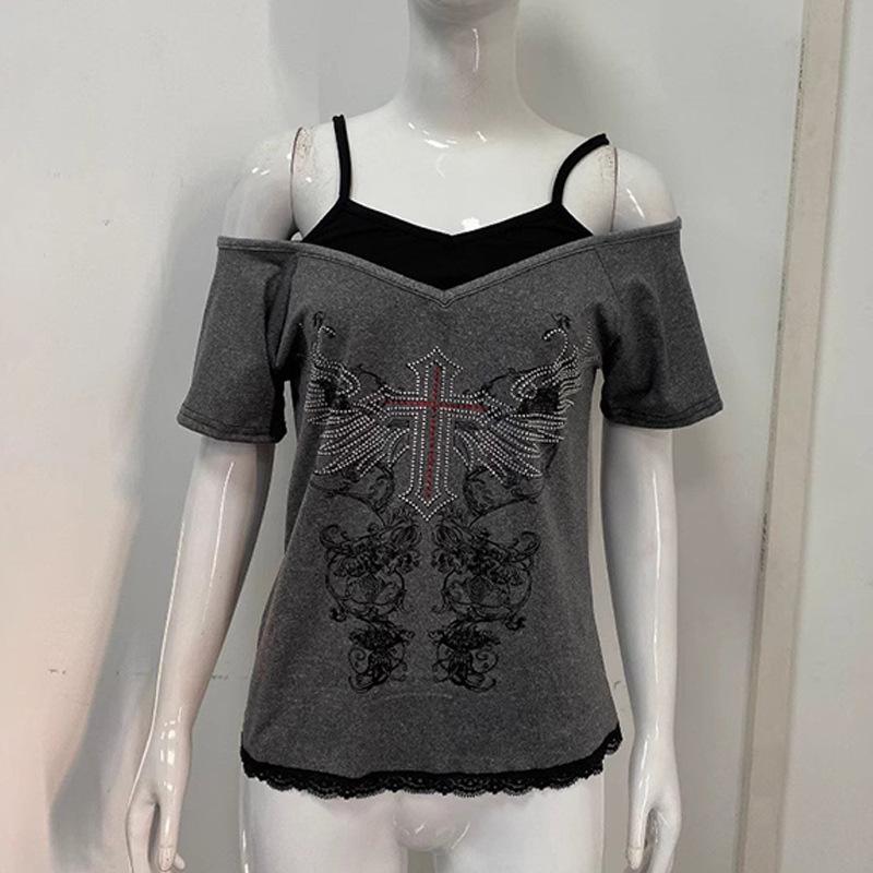 European and American Summer Geometric Pattern Printed Women's T-shirt