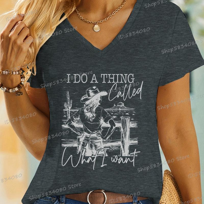 Cowgirl T-shirts Mode Sommartoppar Vilda Västern Country Gåvor Vardagstoppar Jag Gör En Sak Som Kallas Vad Jag Vill Cowgirl Hästskjorta