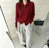 2026 Autumn/Winter Korean Stand Collar Double Zipper Knit Cardigan - Women's Loose Solid Color Sweater Coat