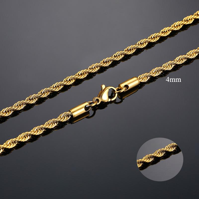 Minimalist Rope Chain Stainless Steel Choker Necklaces for Women 1-5MM Gold Color Metal Daily Wear Statement Collar Jewelry