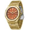 Men's Chronograph Watch Stainless Steel 50M Water Resistant Business Style Quartz Analog Date Gold Amber