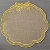 Placemat with Petal Shape And Bow Embroidery Table Mat Round Heat Insulation Non-Slip Oil Resistant Placemat for Dining Room