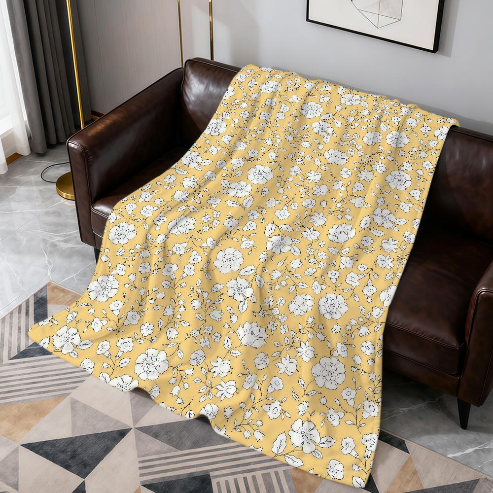 Yellow Floral Cute Fashion Pattern Flannel Soft Warm Plush Blanket For Sofa Living Room Pet Hogar Bedroom Gift Home Car Portable