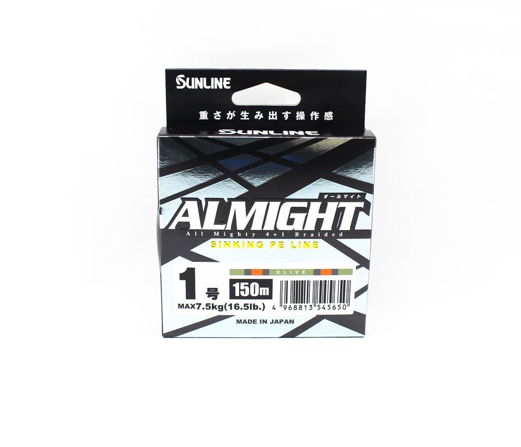 Sunline P.E Line X4 Almight Sinking P.E 150m P.E 1 16.5lb Olive (5650)