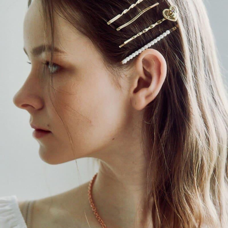 

luvinball Flat Heart Snowball Hairpin SET Gold