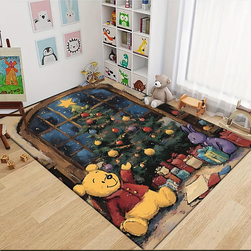 Christmas Winnie Pooh Carpet Rug Soft Washable Anti Slip Home Living Room Sofa Mats Personalized Christmas Rug