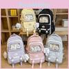 Capacity Simple Big Backpack With Transparent Compartments And Letter Decor