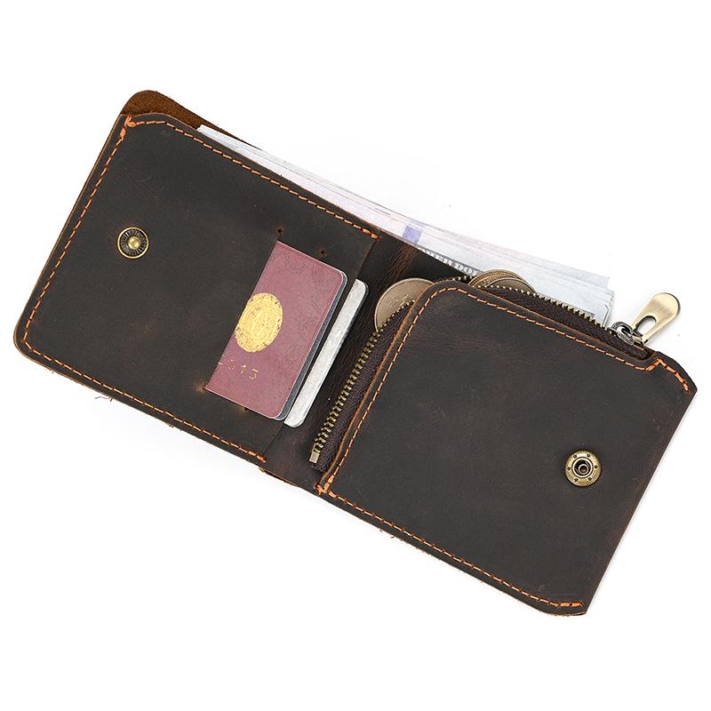 Retro Leather Wallet Genuine Leather Short Coin Purse Card Holder Men's Short Purse Cow Leather Bifold Wallets For Man Male