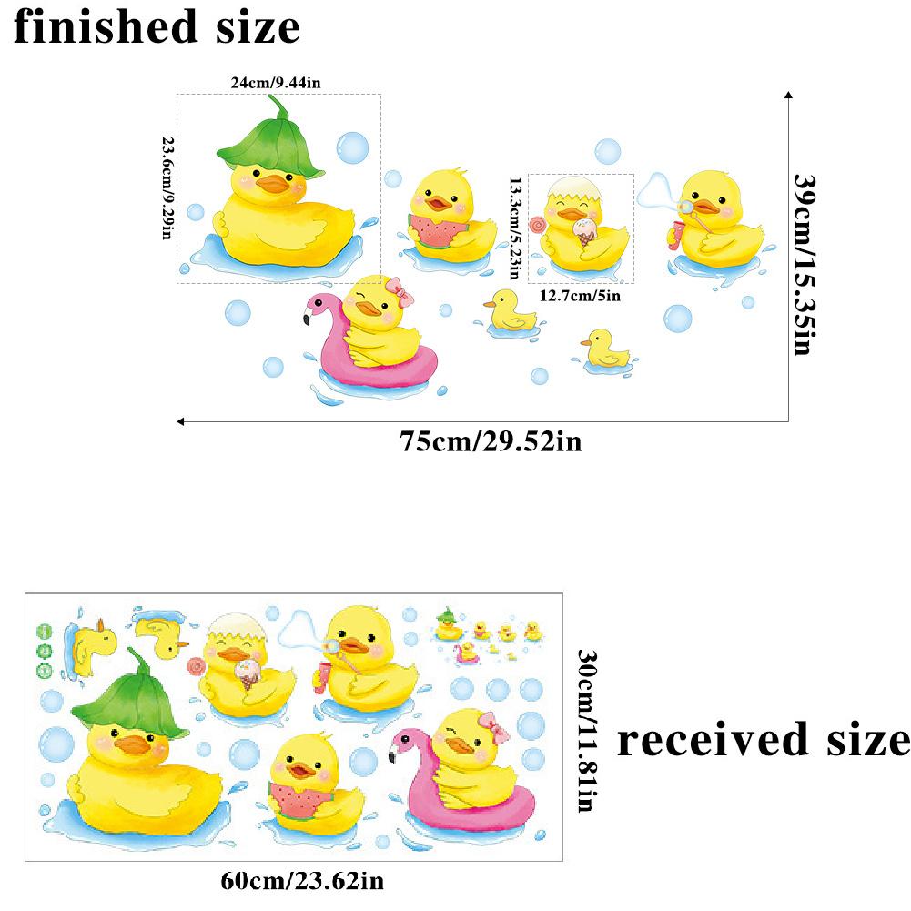 

Наклейка на стену с мультяшным животным, маленькая желтая утка, украшение на стену в ванной, водонепроницаемая и влагостойкая наклейка, самоклеящиеся наклейки на стены 30x60CM