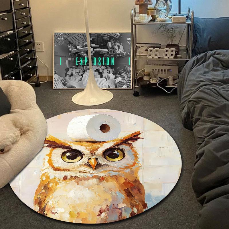 Trendy Round Fox Multicolor Rug Mat, Non-Slip Floor Mat for Office