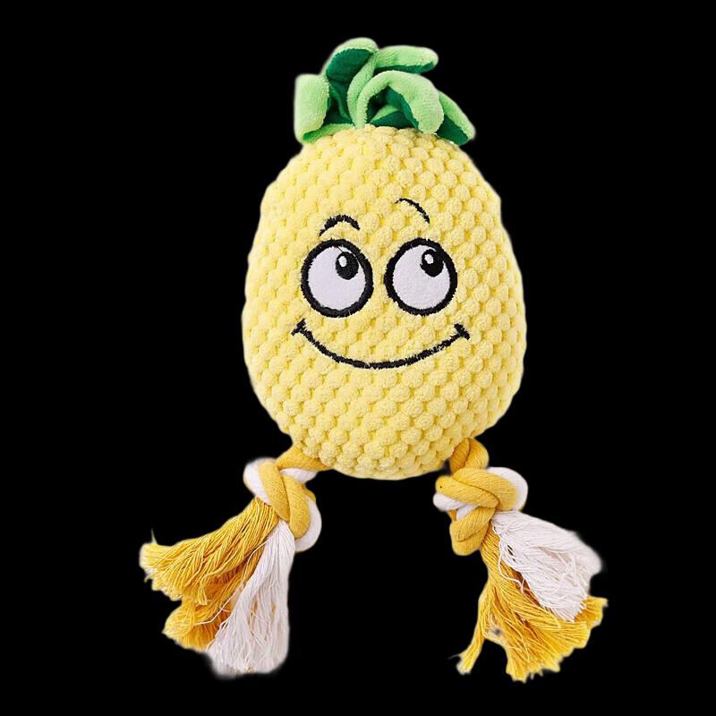 Petlimit Yellow Pineapple Plush Squeaky Dog Toy (2-Pack)