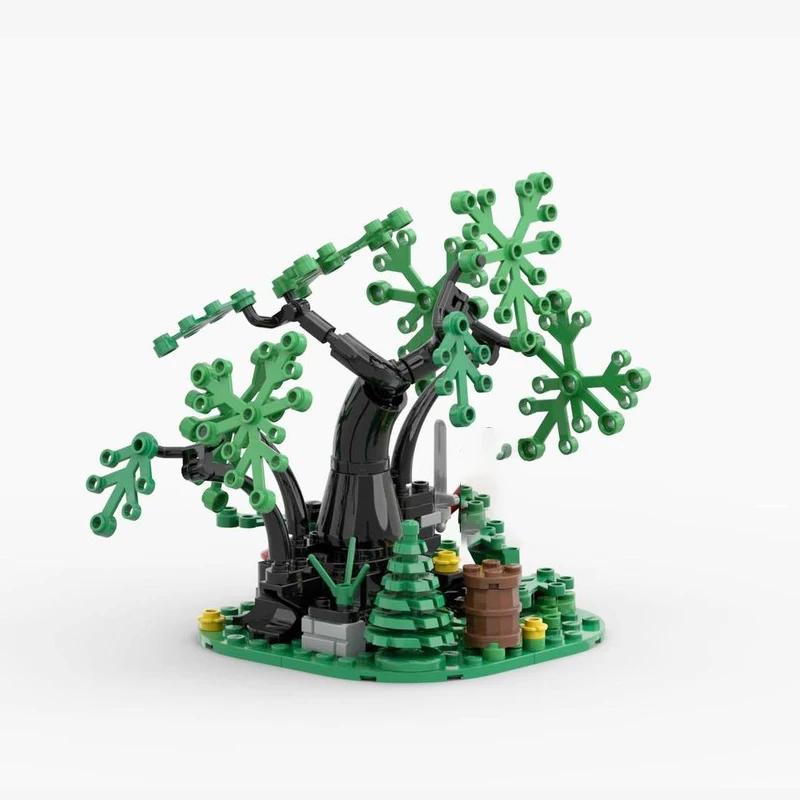 MOC Building Block Toys Are Creative Assembly Toys and Christmas Gifts Featuring a Model of a Small Castle In a Medieval Forest