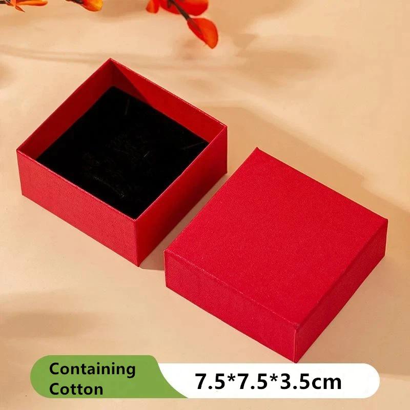 Red Jewelry Box With Cotton Pad Paper Jewelry Case Travel Portable Ring Earrings Necklace Gifts Packageing Storage Boxes