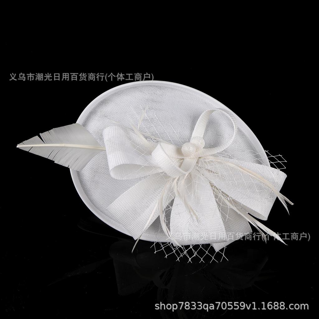 European and American brides imitation hemp yarn head flower racing horse festival ball retro feather headdress dinner dress cheongsam accessories