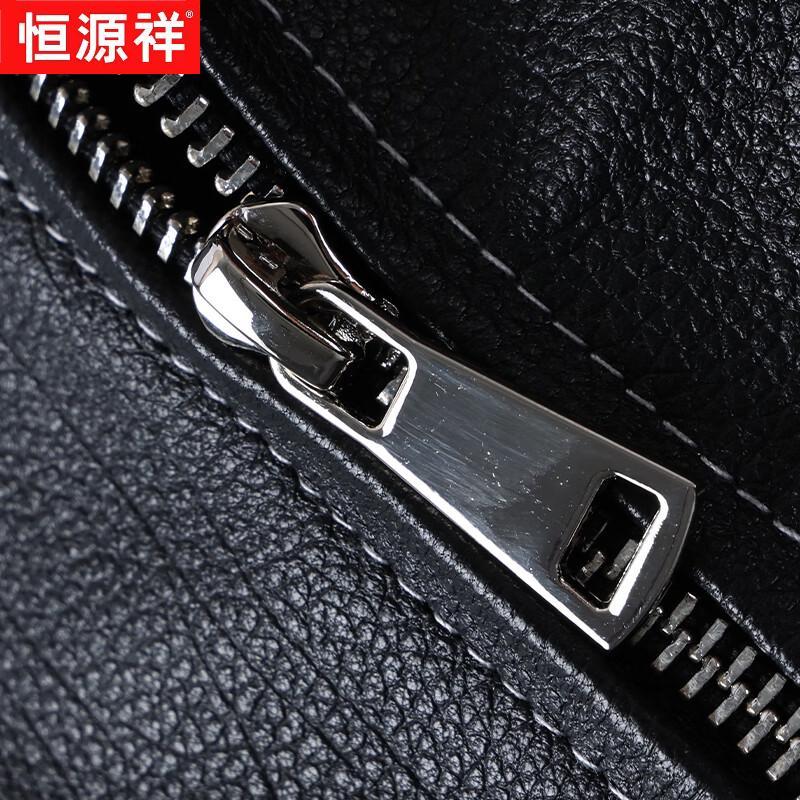 Hengyuanxiang Men's Genuine Sheepskin Lapel Leather Jacket