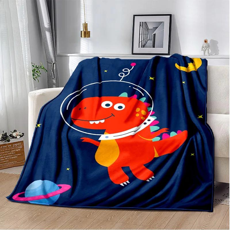 Desenho animado dinossauro espaço fofo dinossauro crianças cobertor de pelúcia macio, cobertor de flanela cobertor para sala de estar quarto cama sofá crianças