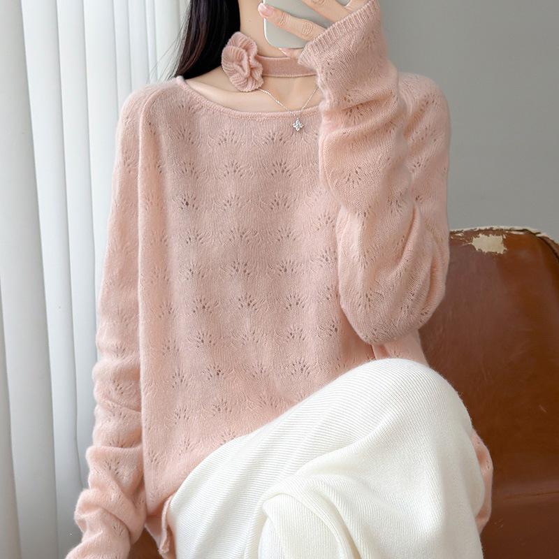 2026 Autumn/Winter Women's Pure Wool Loose Knit Sweater with Ribbon Detailing