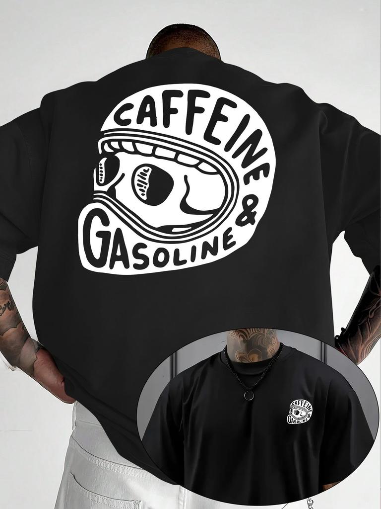 CAFFEINE GASOLINE Pattern Casual Style T Shirt Unisexs Women Tee Summer Novelty Oversized Retro Trendy Streetwear Casual Loose