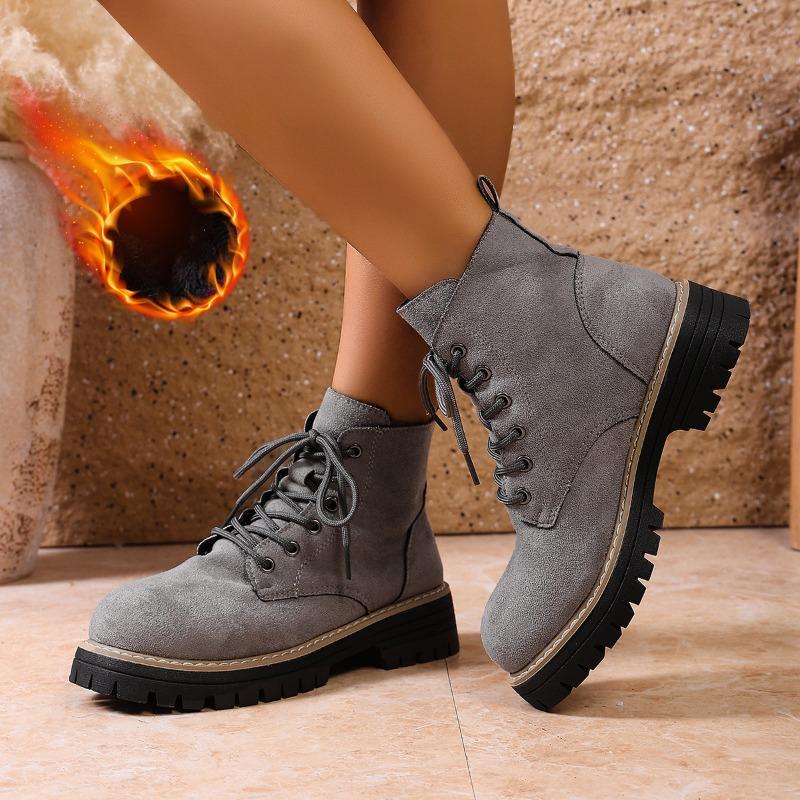 Жіночі черевики Мартінс на платформі зі збільшеною шириною, Анкель-боти в британському стилі на масивному підборі, Багатоколірні універсальні зимові черевички