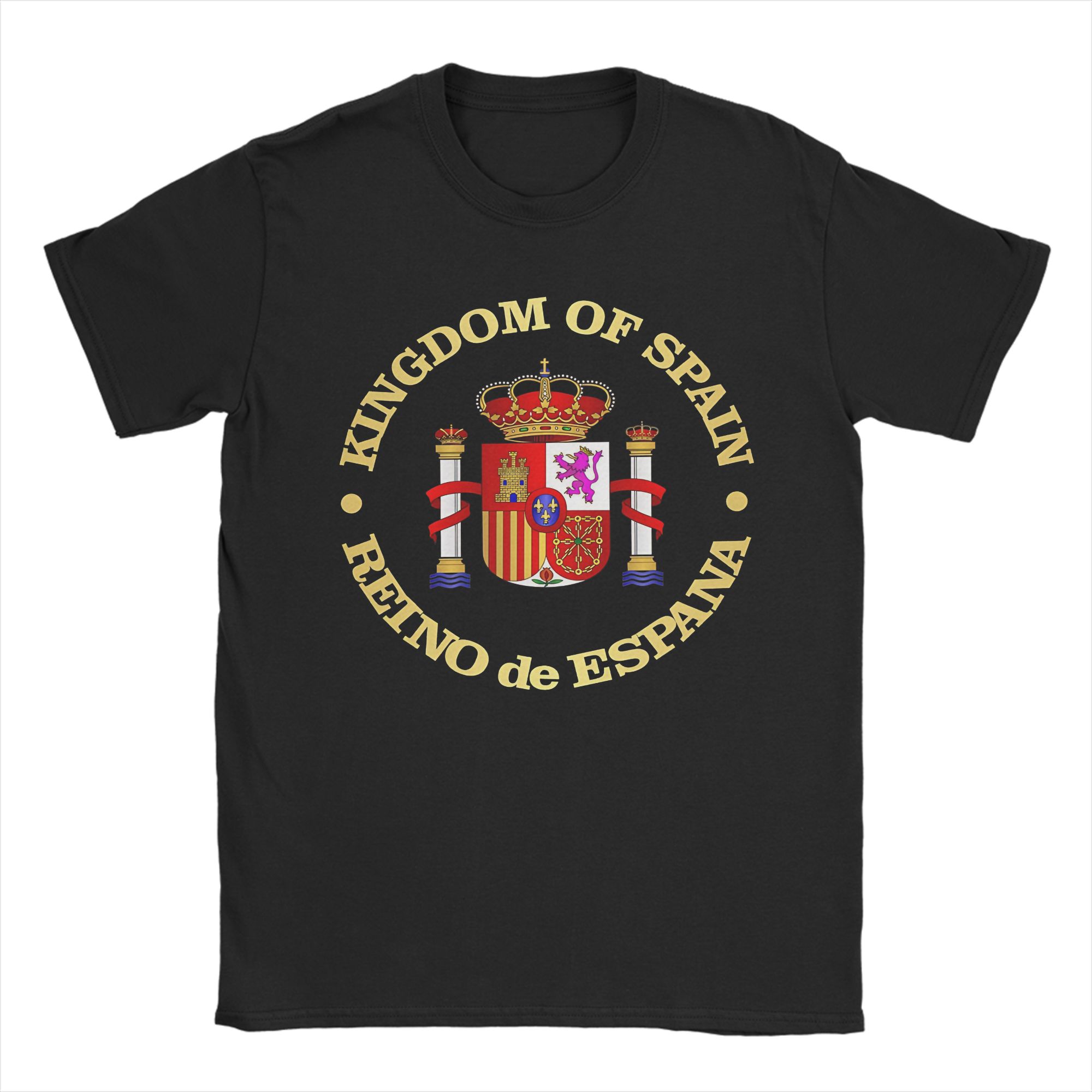 

The Coat Of Arms Of Spain T Shirts Men Pure Cotton Vintage T-Shirts Crewneck Tees Short Sleeve Clothing Gift Idea 5XL різнокольоровий