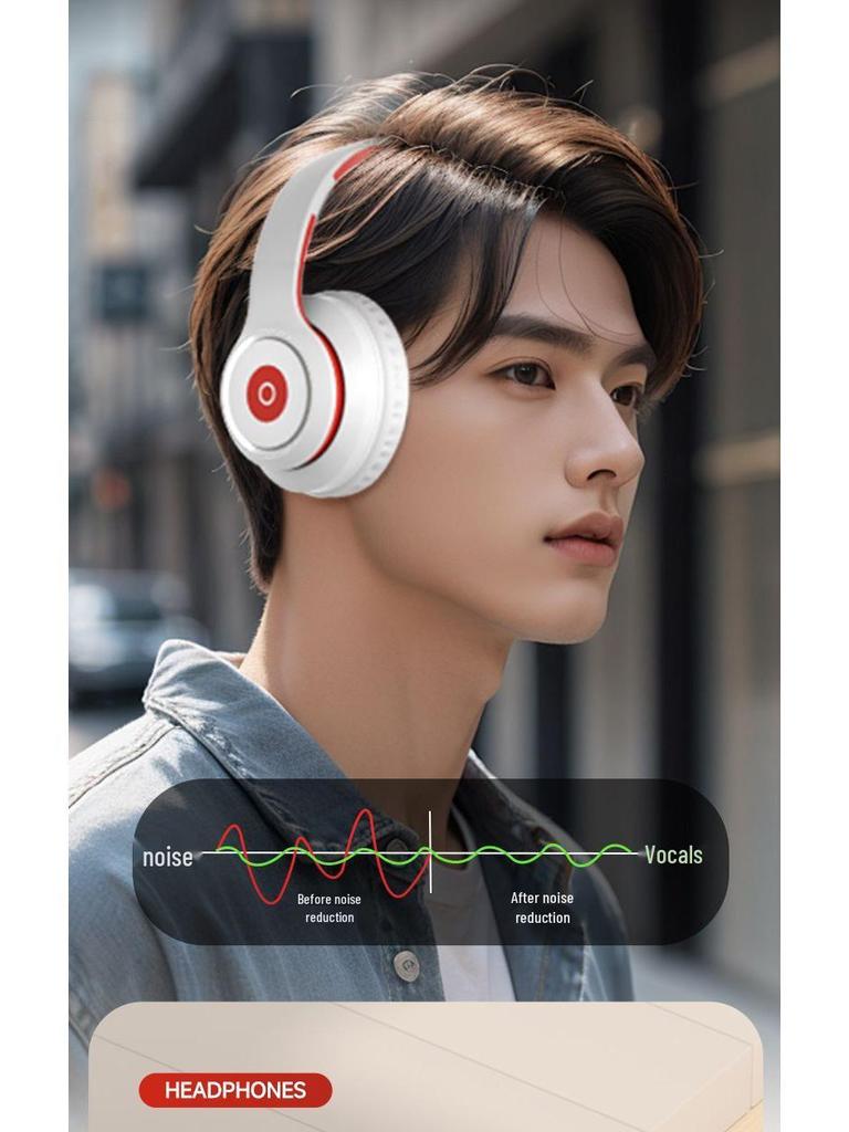 Wireless Over-Ear Bluetooth Headphones with Heavy Bass, Long Battery Life, and Noise Cancelling for Gaming