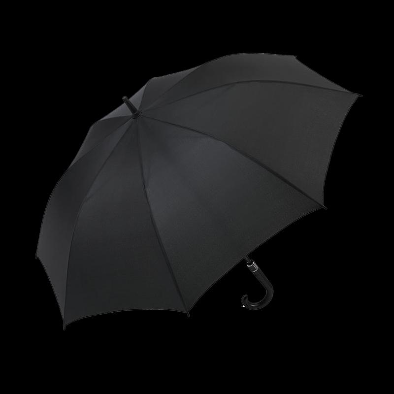 TCAI Long-Handle 8-Rib Semi-Automatic Black Coated Umbrella