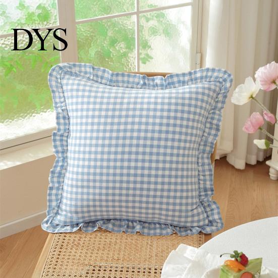 Quadratischer Schlafsofa-Deko-Rüschen-Kissenbezug, Baumwoll-Karomuster-Hülle mit Rüschenrand, 18x18 Unifarbene Kissen Zoll 20x12 Dekorative Hülle für