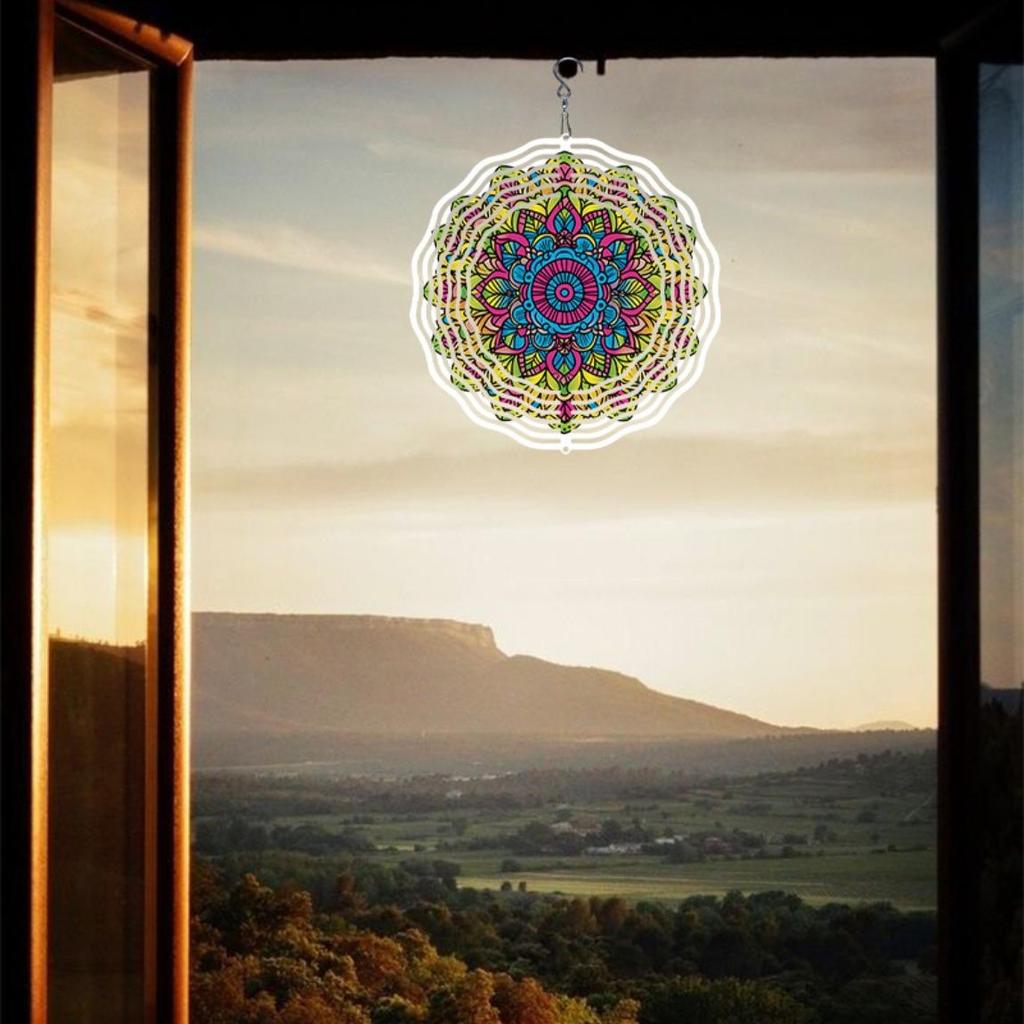 2D Mandala Wind Chime Rotating Art Ornament for Garden Yard and Home Decoration Outdoor Hanging Decor Indoor Meditation Space