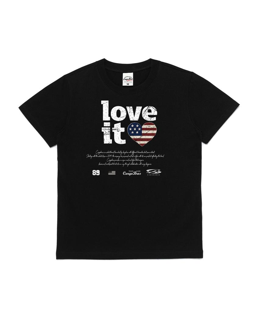 CARGOBROS FOR WOMAN Vintage Heart Flag Archive Women'S Short Sleeve T-Shirt (Black)