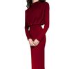 Europe, America 2026 Autumn and Winter New Fashion Temperament Waist Foreign Style Solid Color Long-sleeved Dress Wholesale 2023