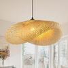 Boho Bamboo Pendant Lamp Living Room E27 Rattan Bedroom Lamp Retro Hanging Light Straw Lamp, Dining Table Weaving Pendant Light