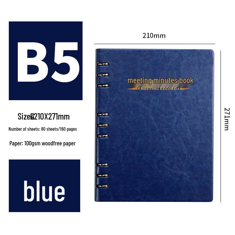 A4 Loose-leaf Meeting Notebook - Business Notepad for Minutes & Work Plan Notes