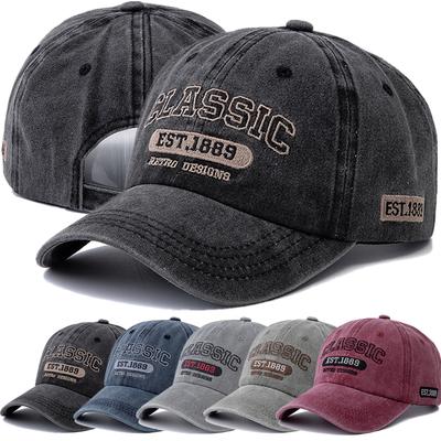 Hot Sale Retro Design Embroidery Classic 1889 Letter Baseball Cap Vintage Washed Cap Adjustable Dad Hats For Women Men