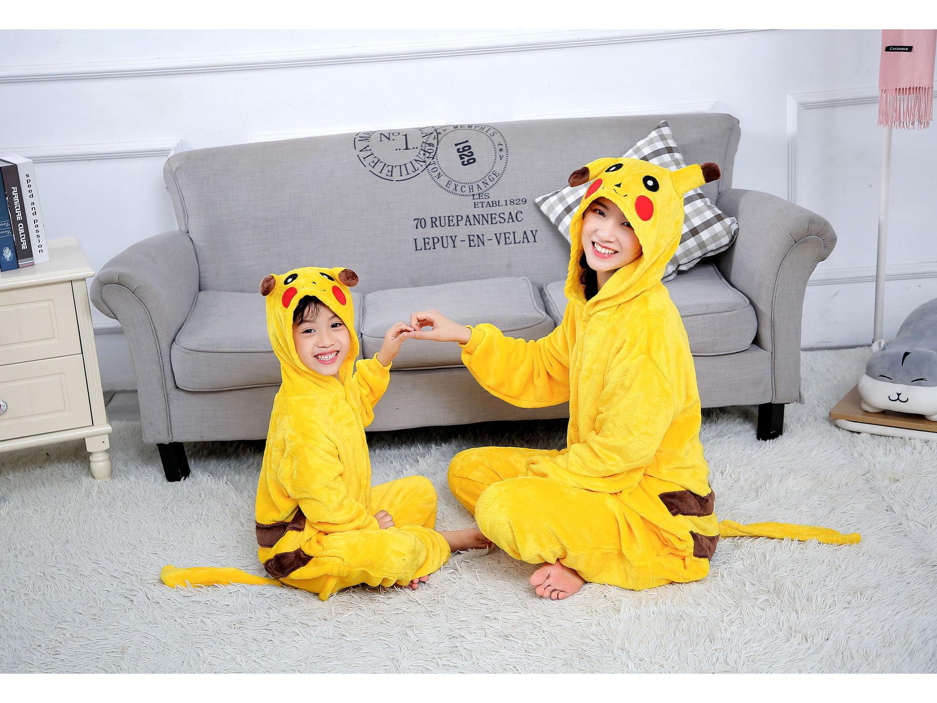 

Cartoon Animal One-Piece Pajamas for Parent-Child, Leather Flannel, Casual Homewear 140