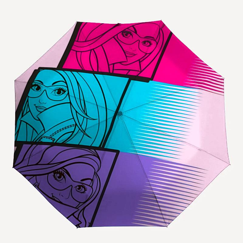 

1pc Barbie Automatic Folding Umbrella - Compact 8-Rib Design, Durable Plastic & Iron, Lightweight for Outdoor Daily Use21003