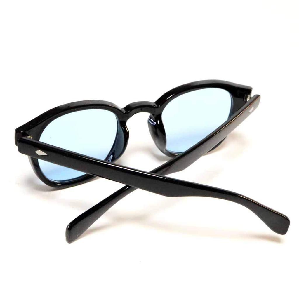 [FashionBerry] Black X Light Blue Sunglasses for Men and Women, Boston Style, Keyhole Bridge, 99% UV Protection, Lightweight, Classic Design, Colored
