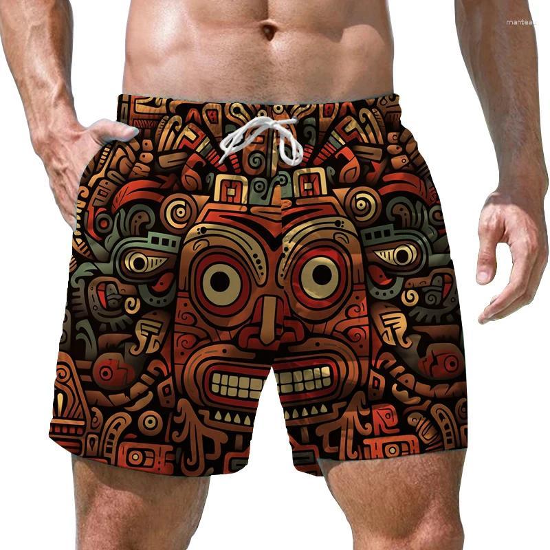 New Fashion Hawaiian Tiki 3D Print Beach Shorts Casual Aloha Polynesia God Short Pants For Men Clothes Aloha Boy Trunks Shorts