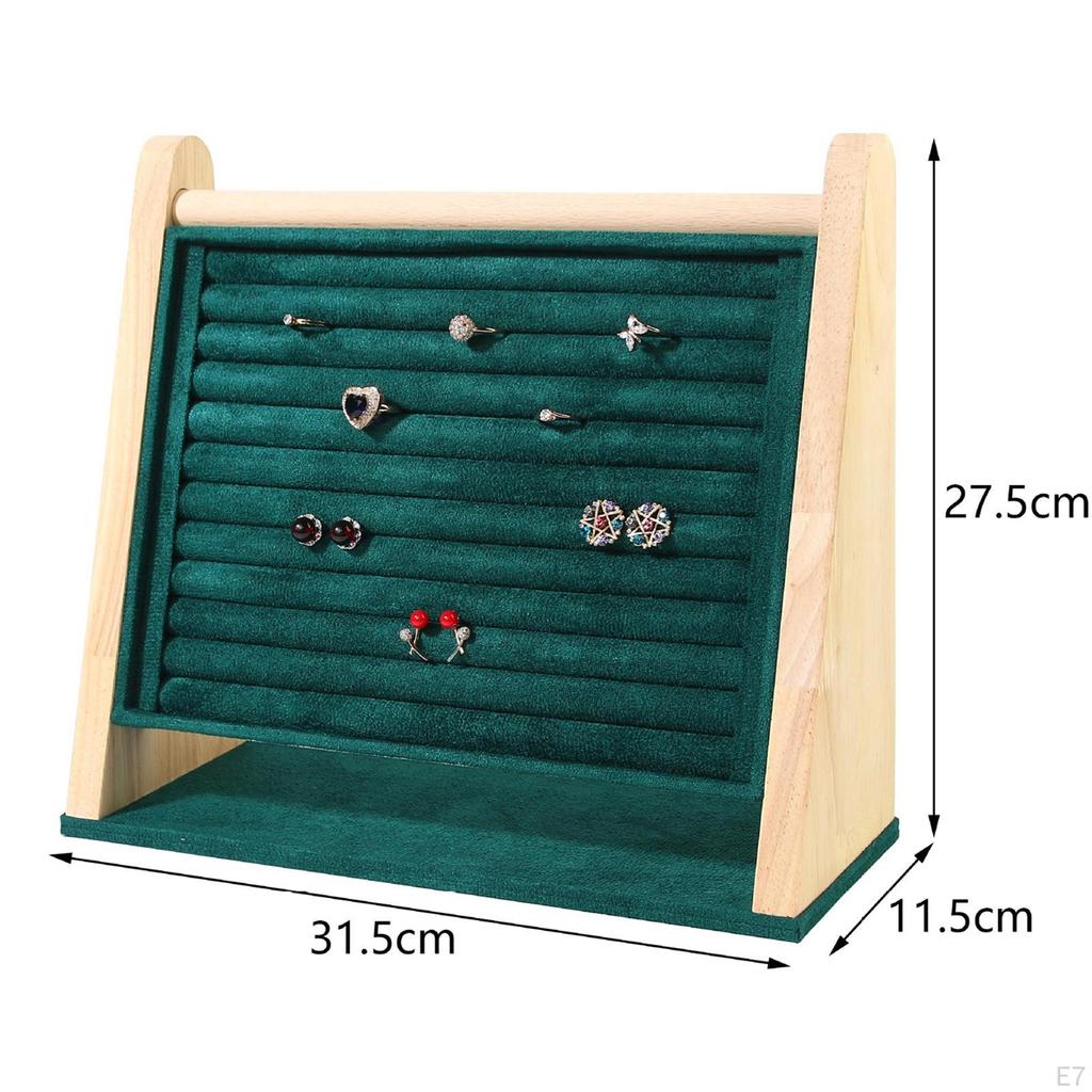 Ring Holder Ear Studs Multi Tiers Wooden Jewelry Organizer Display Rack for